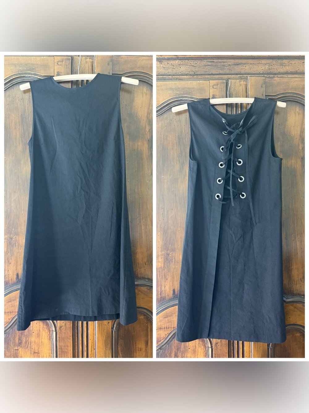 Theory Classic Black Sleeveless A-Line Dress w tie up back size 2